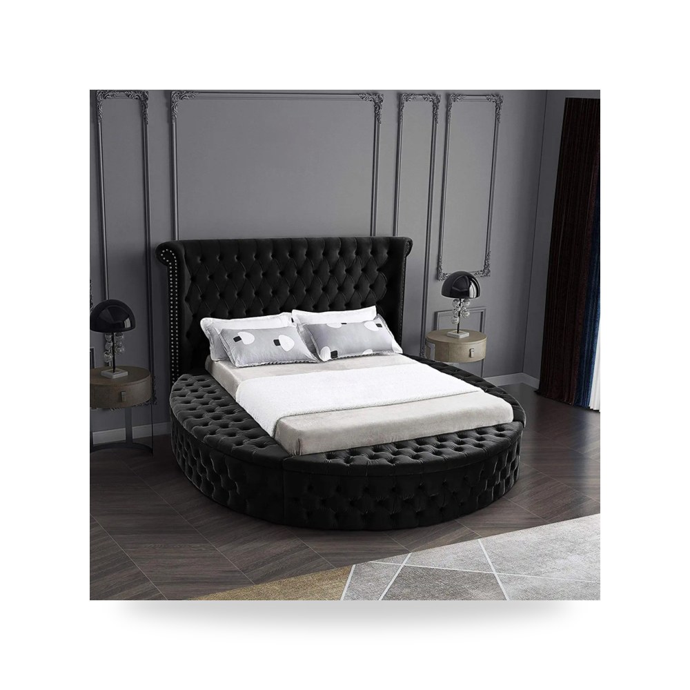 سرير نوم فاخر - هيكل سرير قطيفة أسود Milano 200×160 In House - من In-House