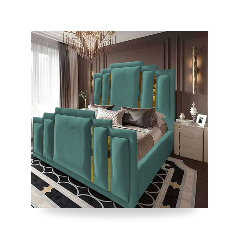 سرير نوم فاخر - هيكل سرير قطيفة Maldives Turquoise 200×140 In - من In-House