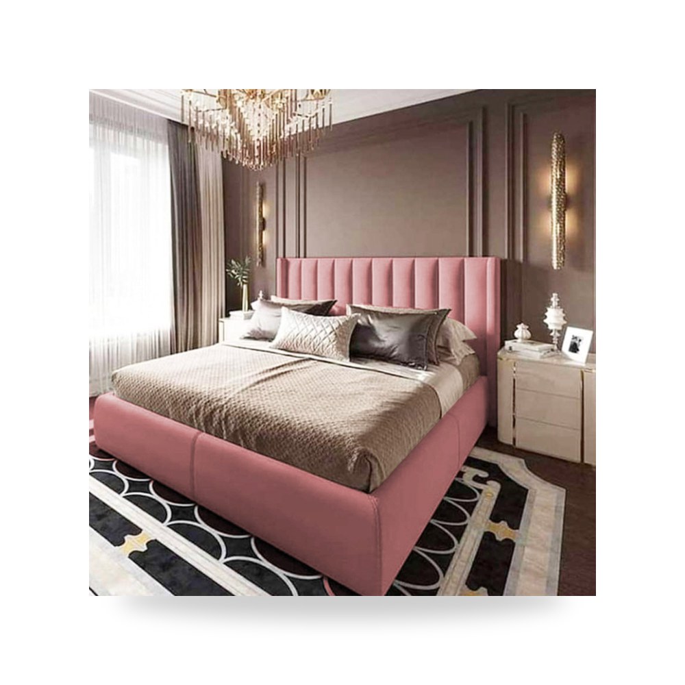 سرير نوم فاخر - هيكل سرير قطيفة وردي Burgas 200×90 In House - من In-House - طراز