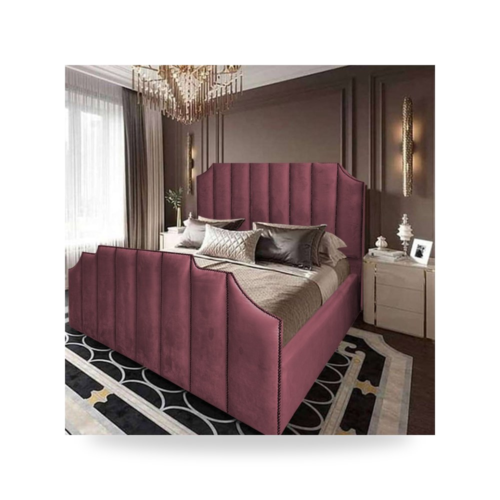 سرير نوم فاخر - سرير نوم مخمل وردي داكن In House موديل - من In-House - طراز 902547BO50024