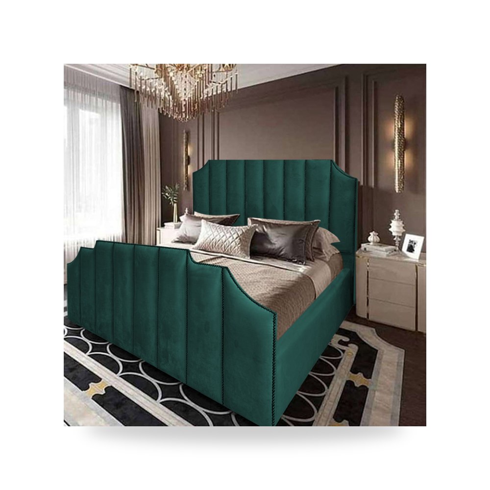 سرير نوم فاخر - سرير غرفة نوم أخضر 200x150 - من In-House - طراز 902550BO50026