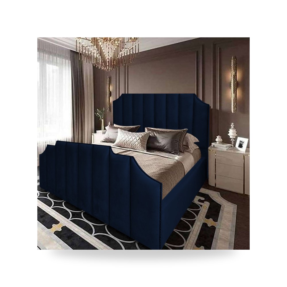 سرير نوم فاخر - سرير غرفة نوم أزرق 200x150 - من In-House - طراز 902550BO50068