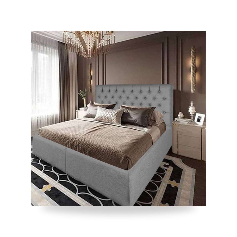 سرير نوم فاخر - هيكل سرير قطيفة رمادي Paris 200×100 In House - من In-House