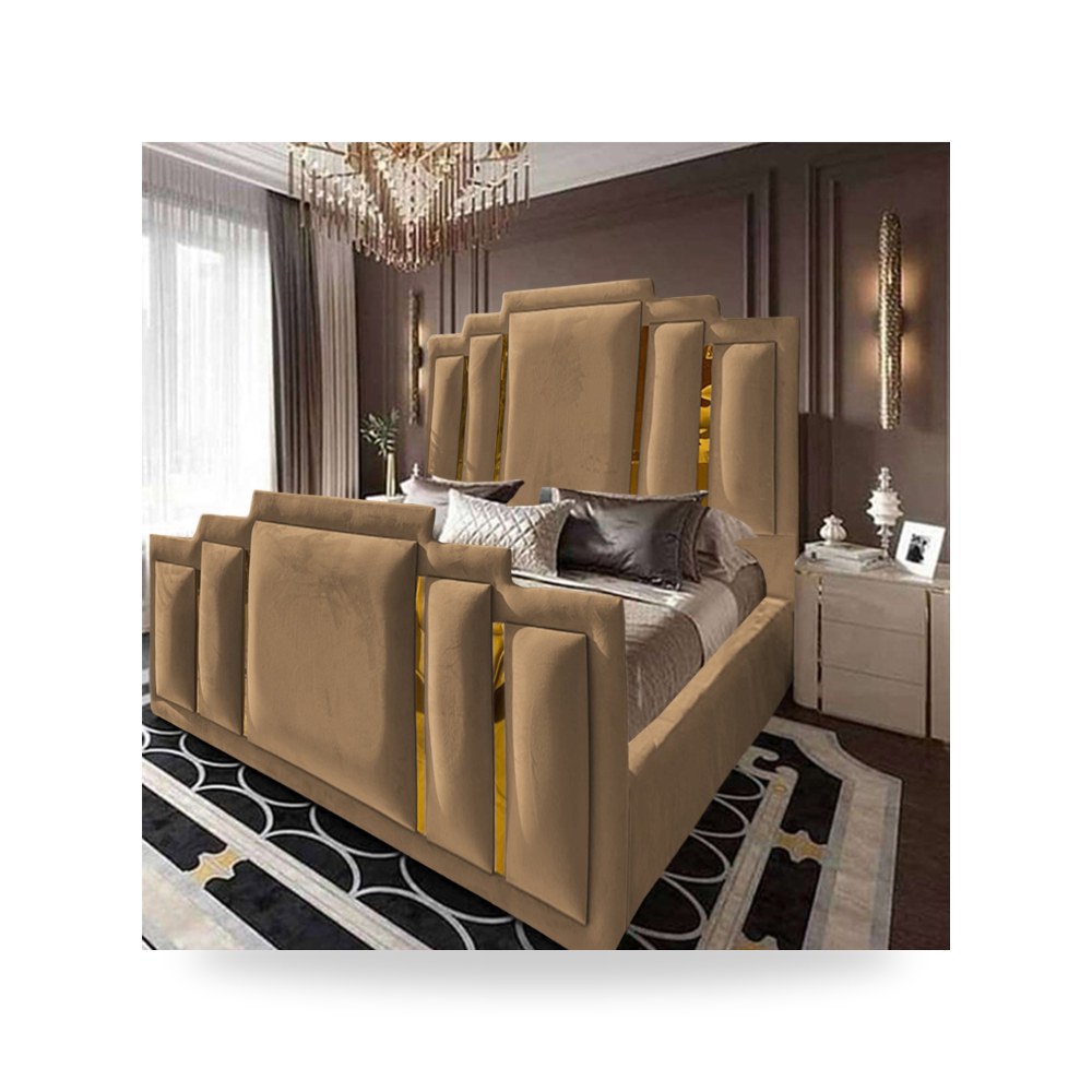 سرير نوم فاخر - هيكل سرير قطيفة بيج Maldives 200×120 In House - من In-House