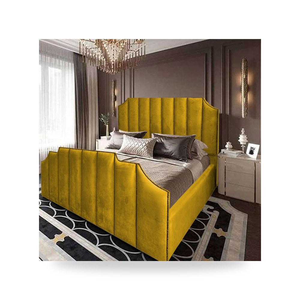 سرير نوم فاخر - سرير غرفة نوم ذهبي 200x150 - من In-House - طراز 902549BO50030