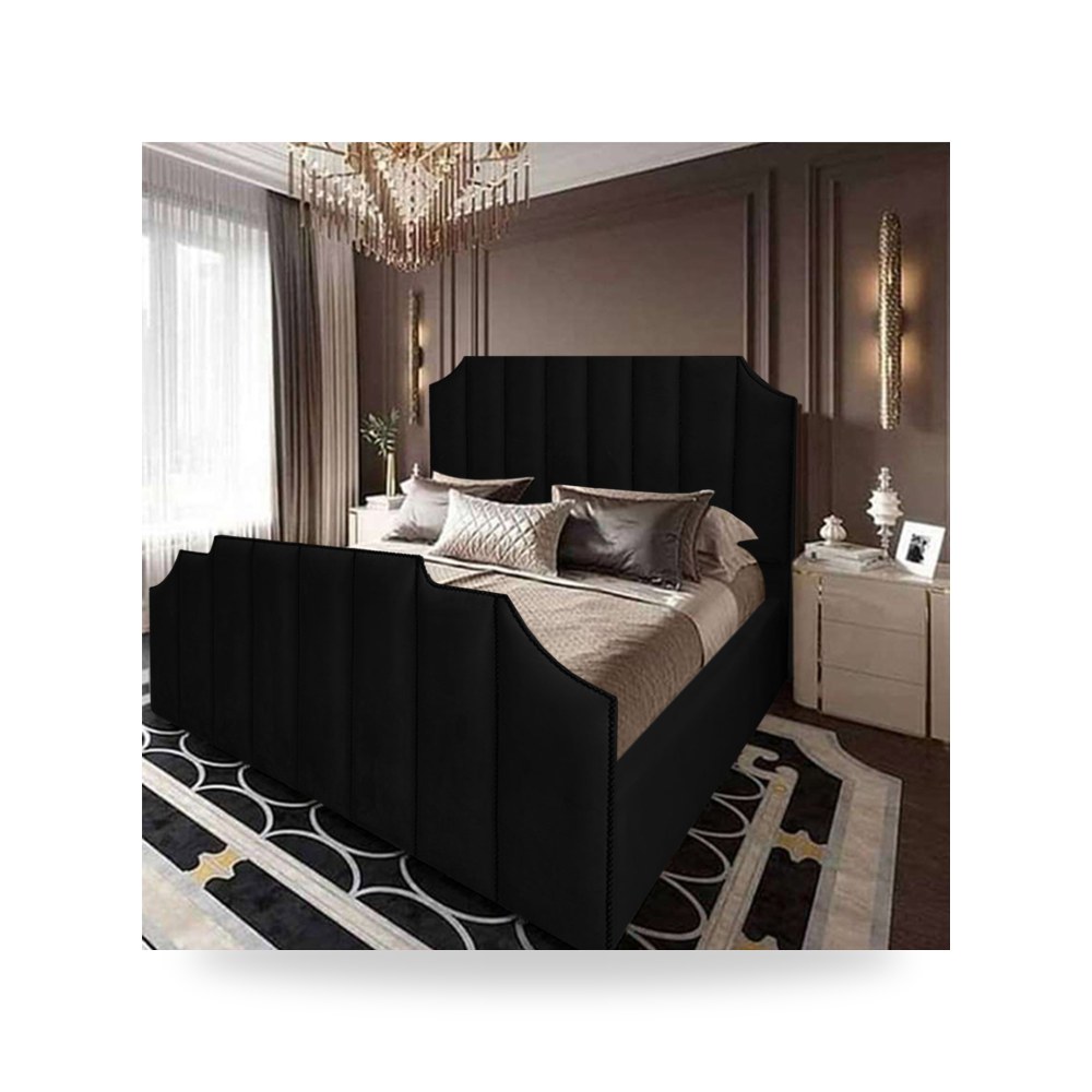 سرير نوم فاخر - سرير غرفة نوم أسود 200x150 - من In-House - طراز 902549BO50052
