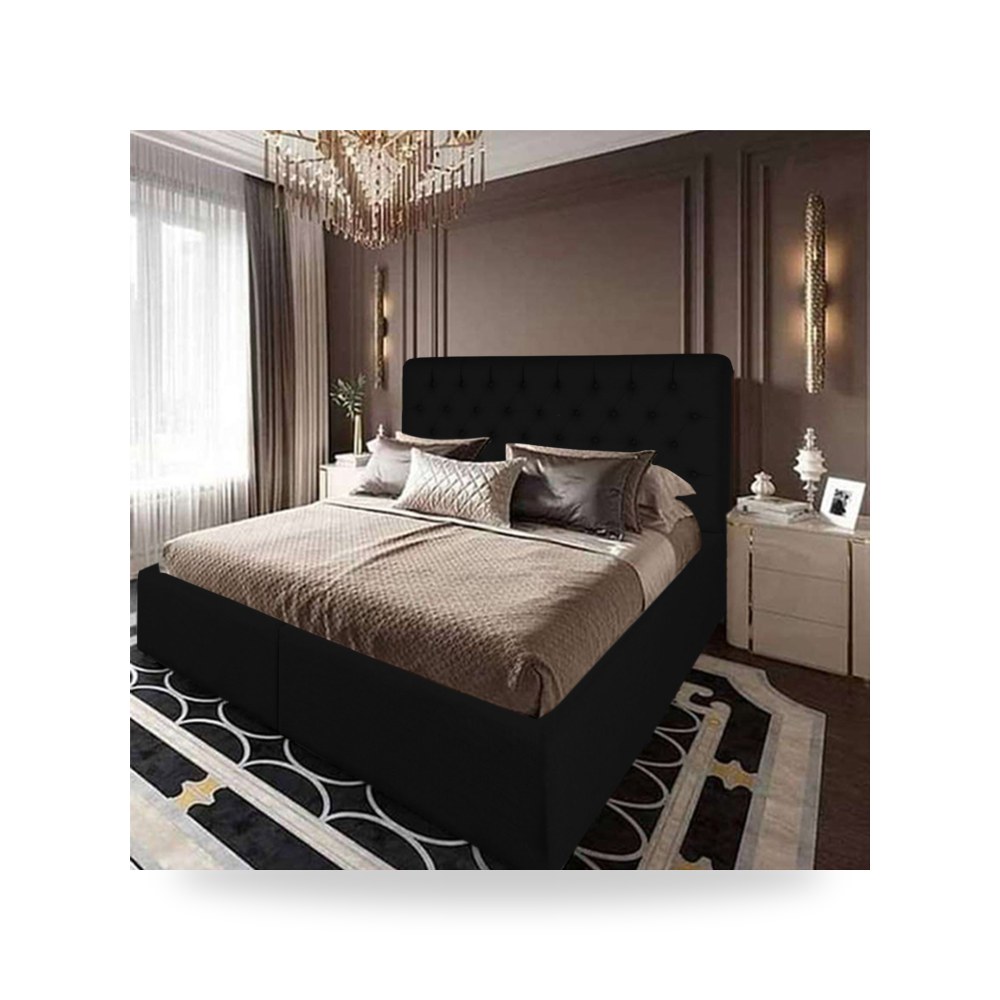 سرير نوم فاخر - هيكل سرير قطيفة أسود Paris 200×150 In House - من In-House