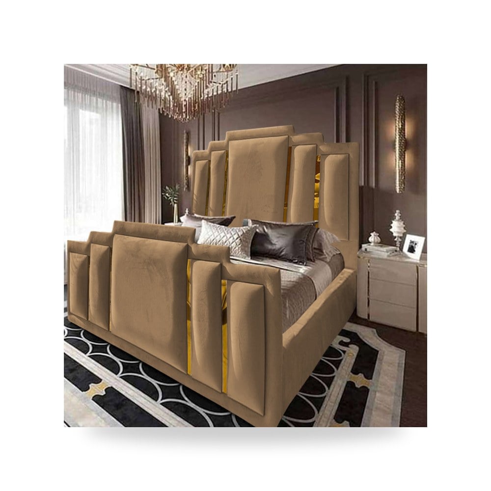 سرير نوم فاخر - هيكل سرير قطيفة بيج Maldives 200×140 In House - من In-House