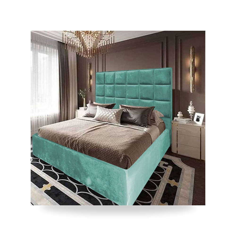 سرير نوم فاخر - هيكل سرير قطيفة Geneva Turquoise 200×160 In - من In-House