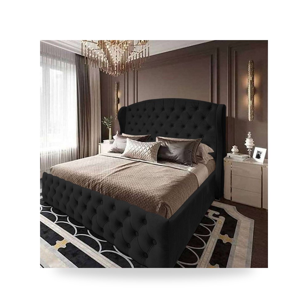 سرير نوم فاخر - هيكل سرير قطيفة أسود Palermo 200×150 In House - من In-House