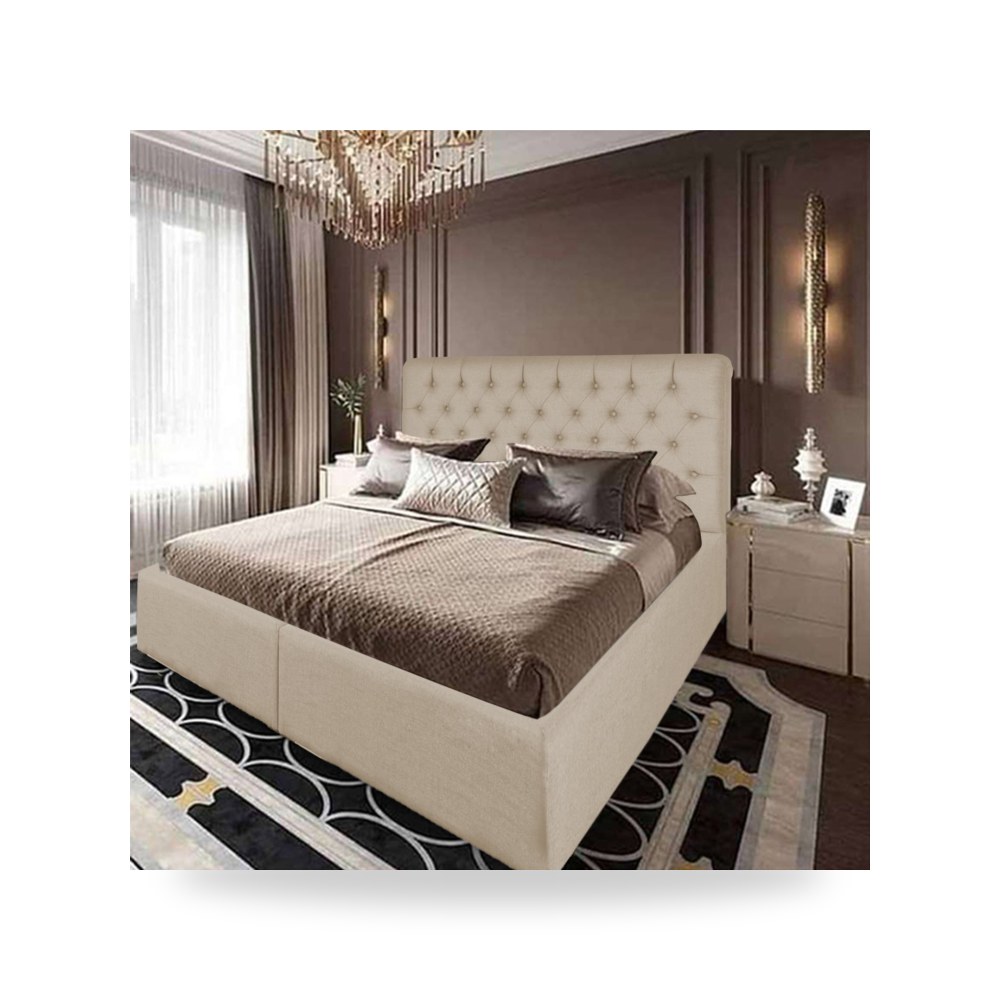 سرير نوم فاخر - هيكل سرير قطيفة بيج Paris 200×100 In House - من In-House - طراز