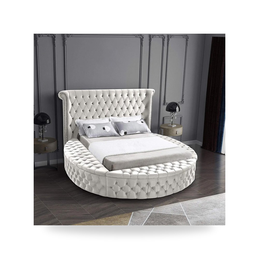 سرير نوم فاخر - هيكل سرير قطيفة أبيض Milano 200×150 In House - من In-House