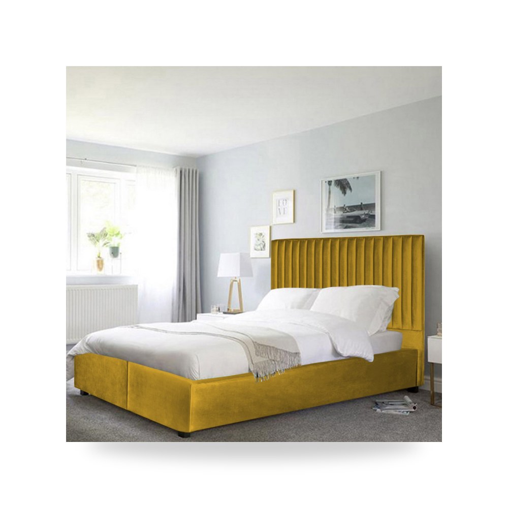 سرير نوم فاخر - هيكل سرير قطيفة ذهبي Paris 200×160 In House - من In-House