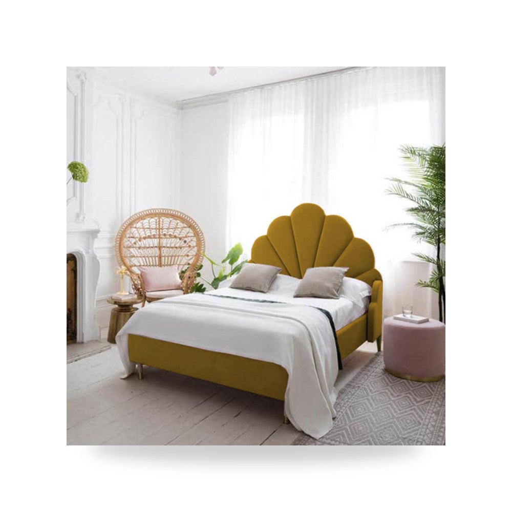 سرير نوم فاخر - هيكل سرير كتان ذهبي Berlin 200×90 In House - من In-House