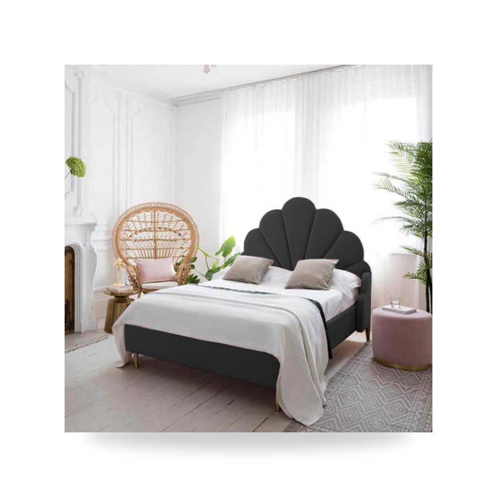 سرير نوم فاخر - هيكل سرير كتان أسود Berlin 200×90 In House - من In-House