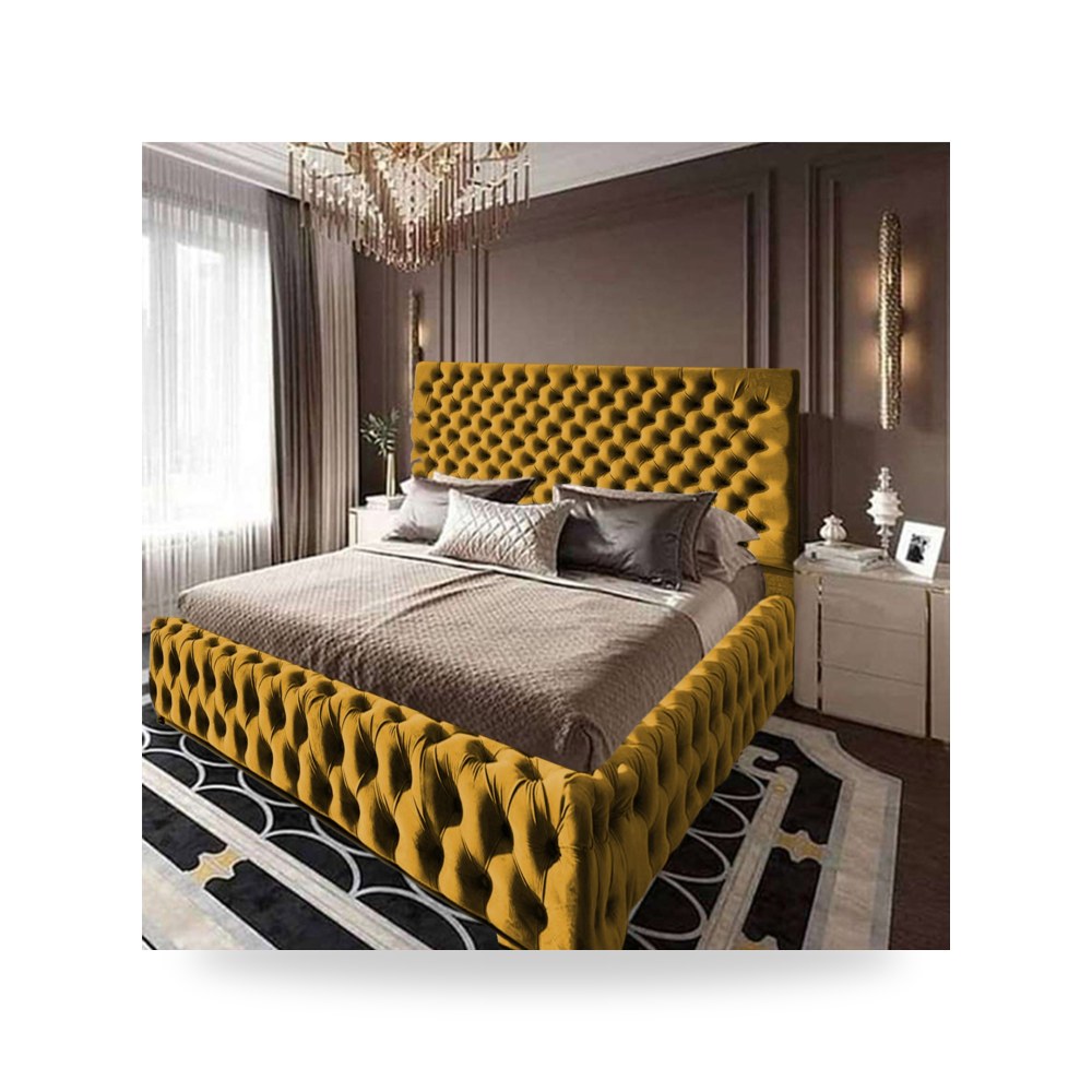 سرير نوم فاخر - هيكل سرير قطيفة ذهبي Roma 200×150 In House - من In-House