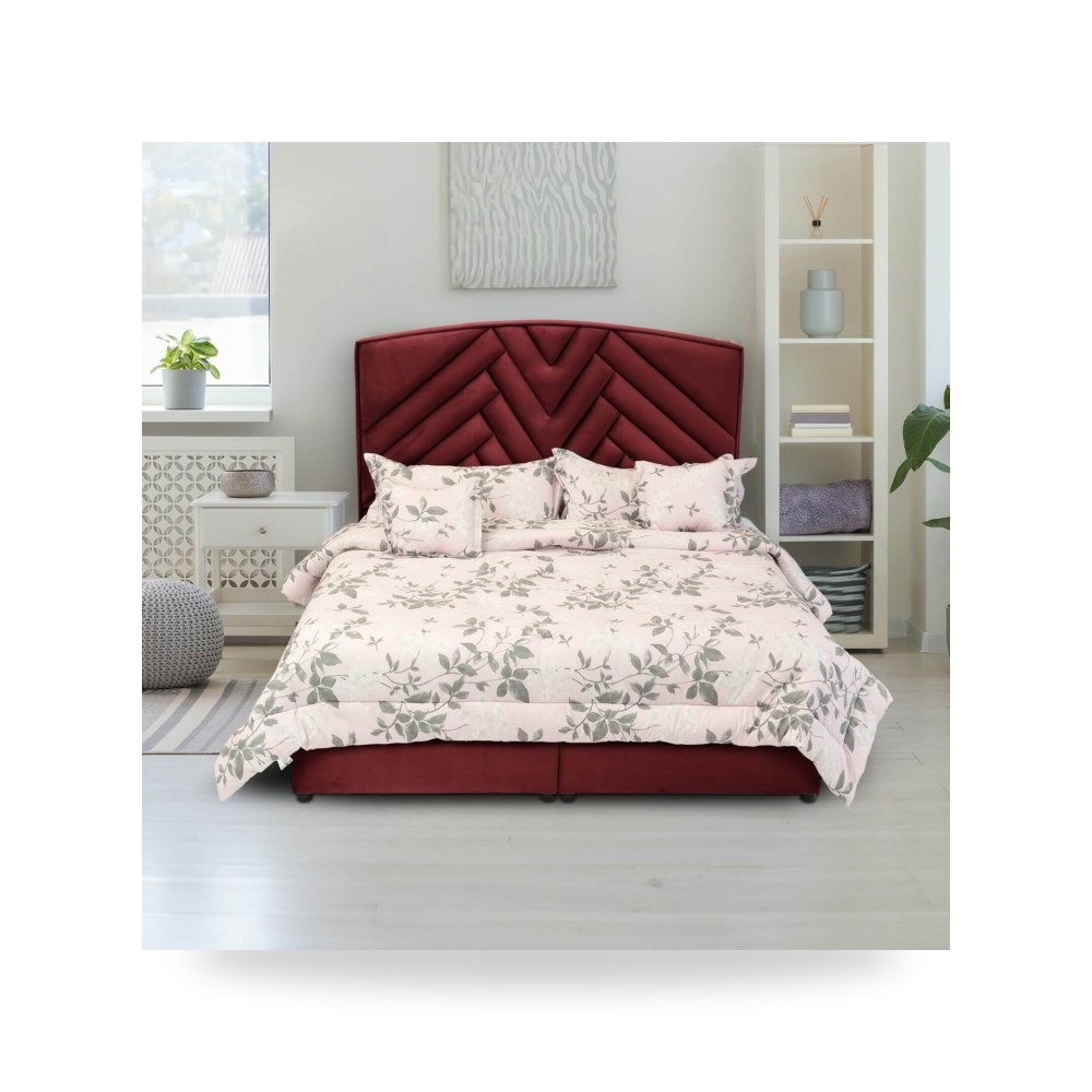 سرير نوم فاخر - هيكل سرير قطيفة Madrid Burgundy 200×120 In - من In-House