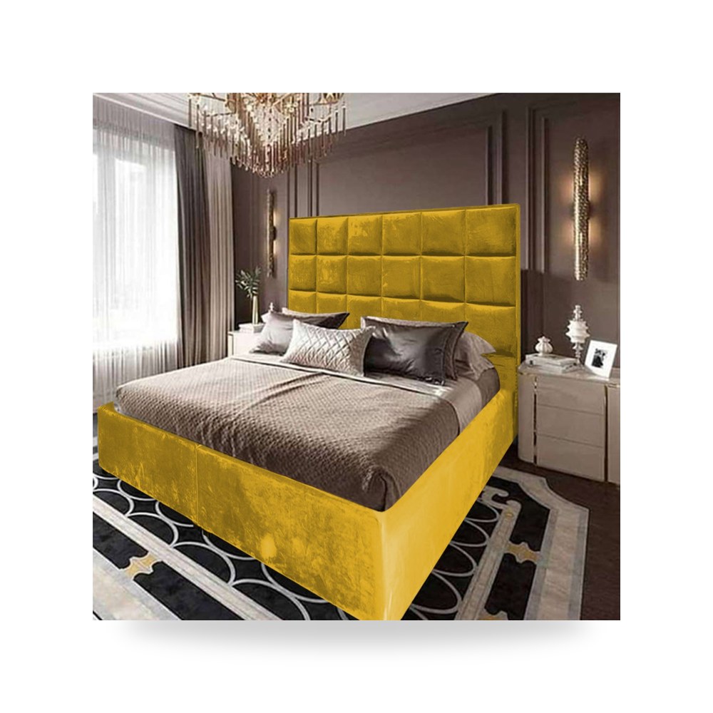 سرير نوم فاخر - هيكل سرير قطيفة ذهبي Geneva 200×120 In House - من In-House