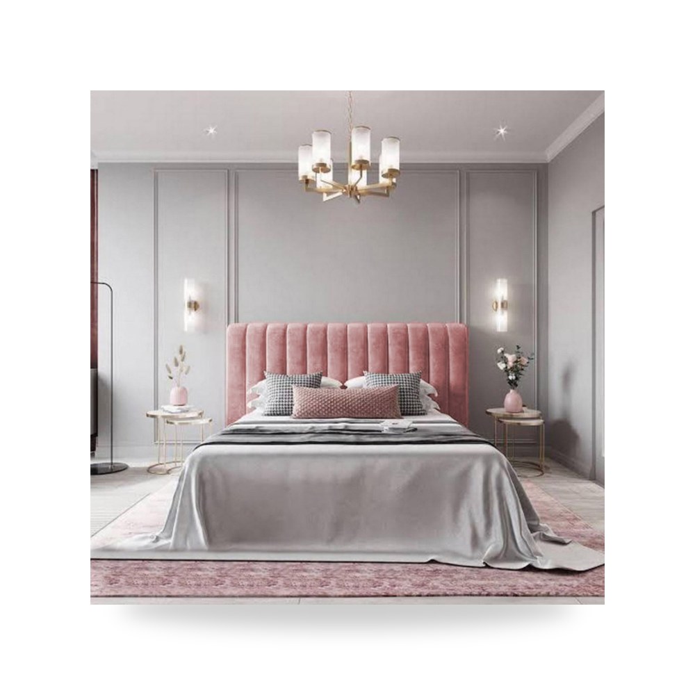 سرير نوم فاخر - هيكل سرير قطيفة وردي Burgas 200×160 In House - من In-House