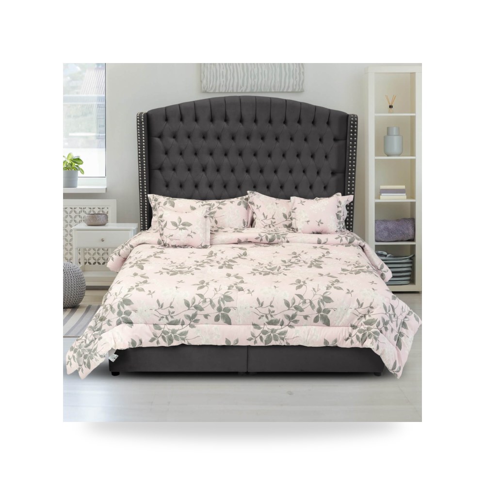 سرير نوم فاخر - هيكل سرير قطيفة رمادي Alkmar Dark 200×150 In - من In-House