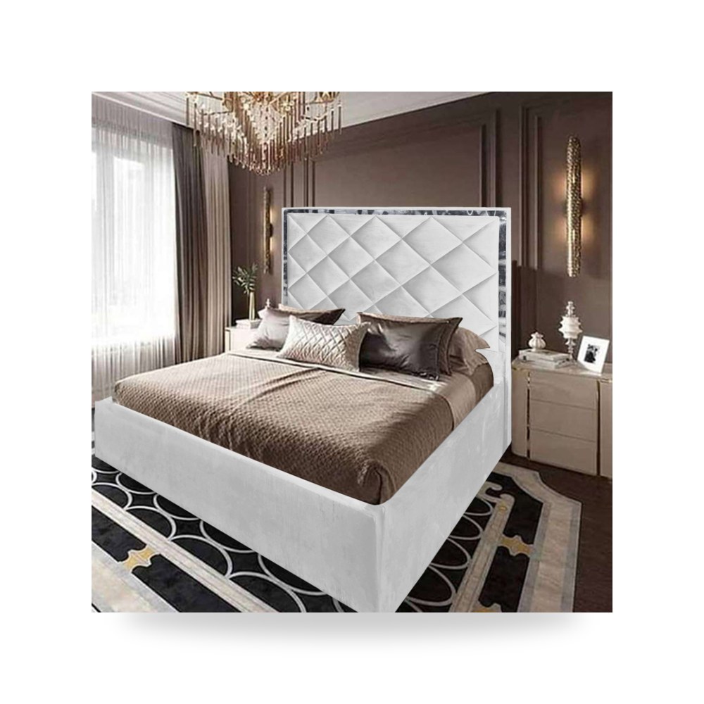 سرير نوم فاخر - هيكل سرير قطيفة أبيض Lisbon 200×160 In House - من In-House
