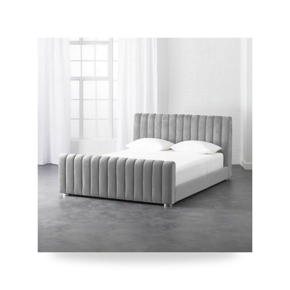 سرير نوم فاخر - هيكل سرير قطيفة رمادي Lombardia 200×200 In - من In-House
