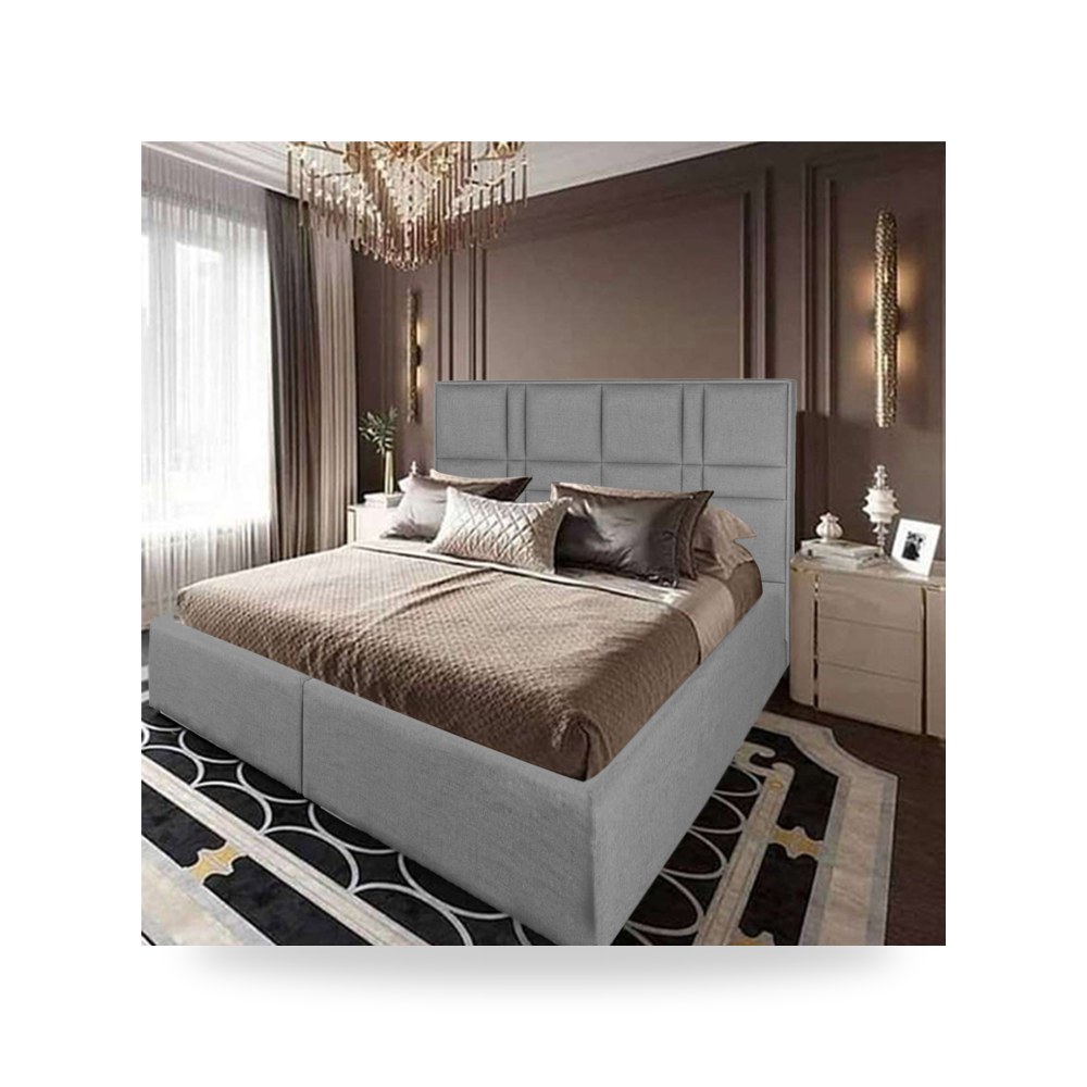 سرير نوم فاخر - هيكل سرير قطيفة رمادي Napoli 200×120 In House - من In-House