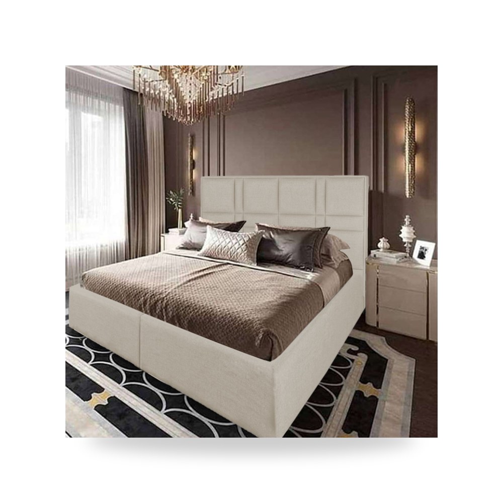 سرير نوم فاخر - هيكل سرير قطيفة بيج Napoli 200×120 In House - من In-House