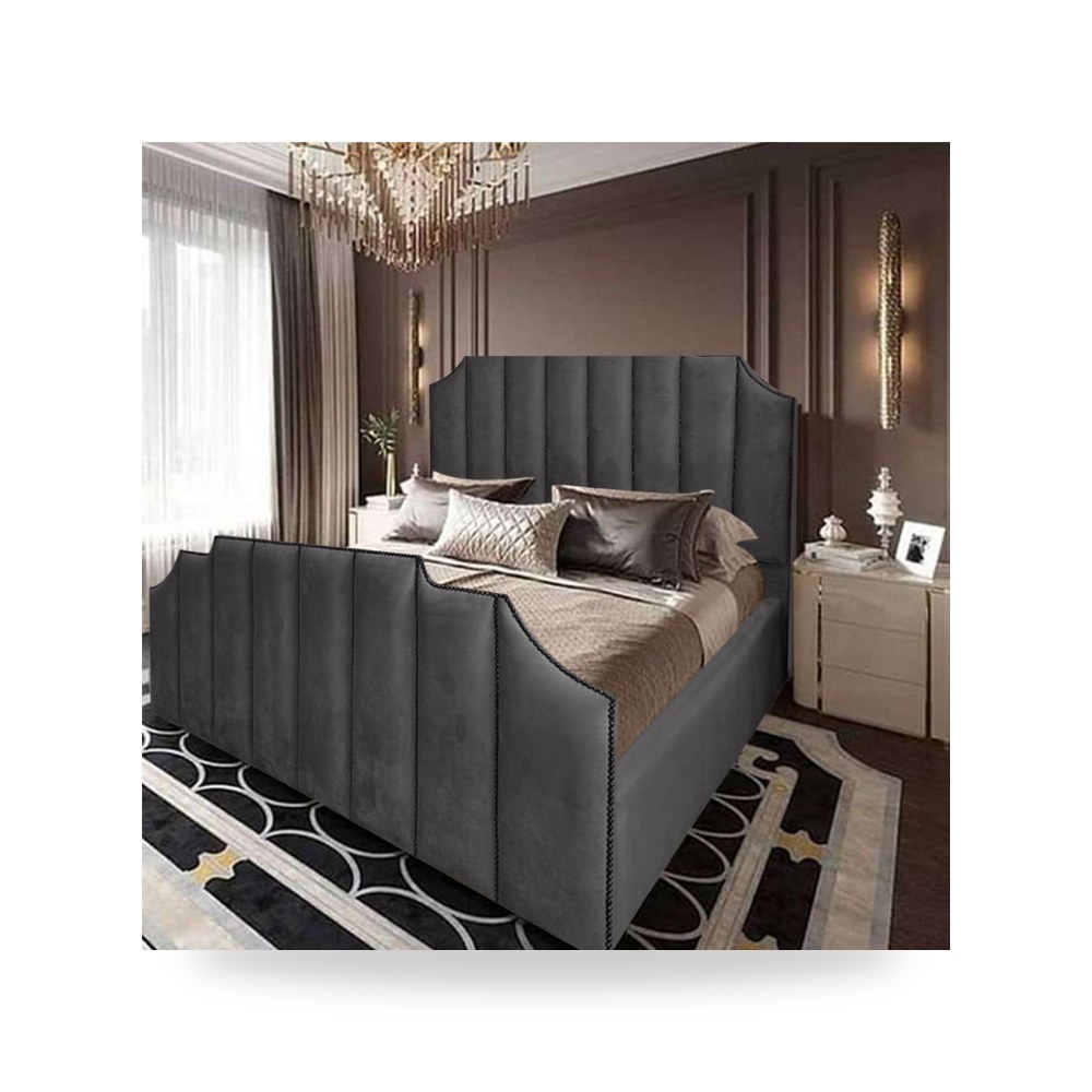 سرير نوم فاخر - سرير غرفة نوم رمادي 200x90 - من In-House - طراز 902553BO5008
