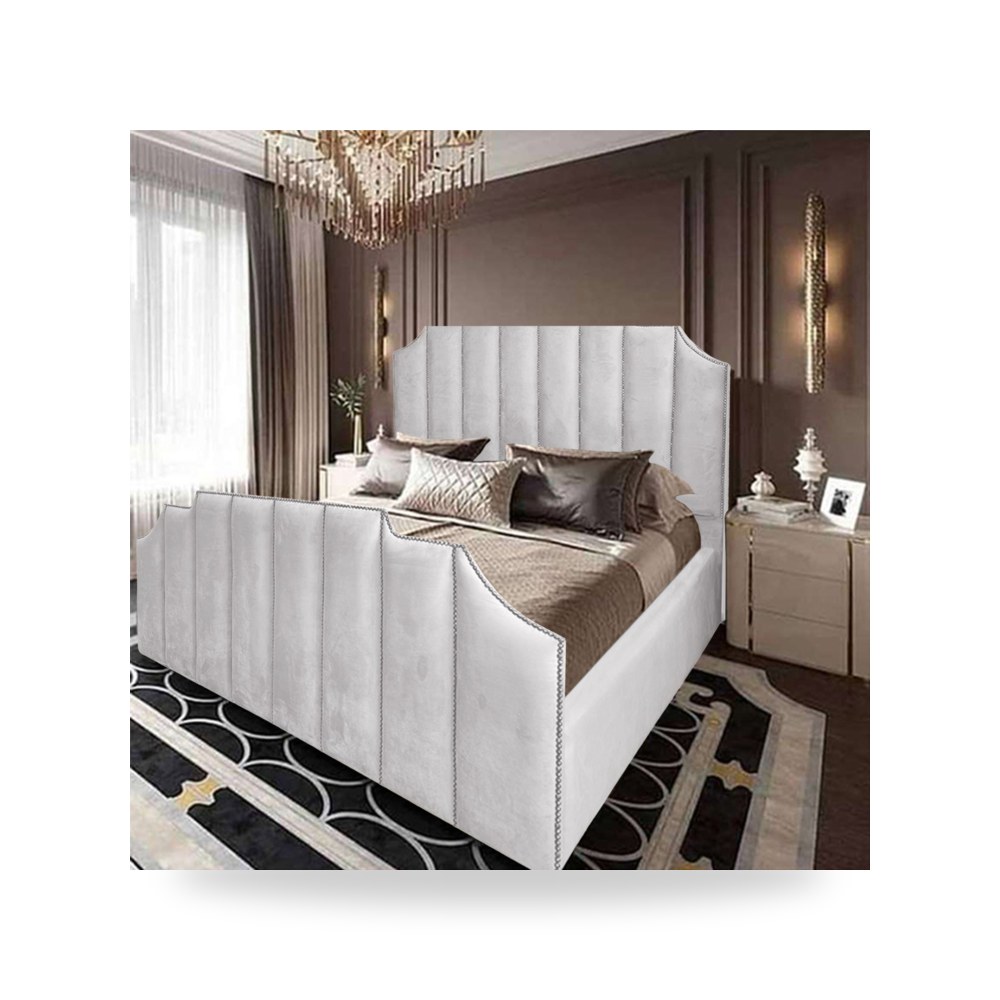 سرير نوم فاخر - سرير غرفة نوم أبيض 200x120 - من In-House - طراز 902552BO50036