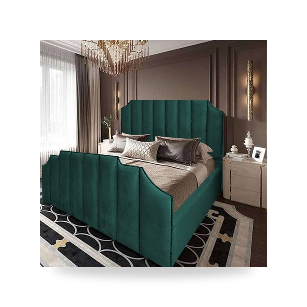 سرير نوم فاخر - سرير غرفة نوم أخضر 200x120 - من In-House - طراز 902552BO50026