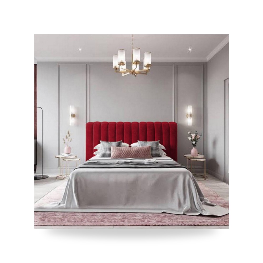 سرير نوم فاخر - هيكل سرير قطيفة Burgas Burgundy 200×150 In - من In-House