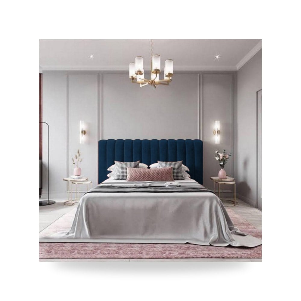 سرير نوم فاخر - هيكل سرير قطيفة أزرق Burgas Dark 200×120 In - من In-House