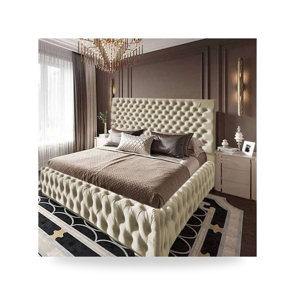 سرير نوم فاخر - هيكل سرير قطيفة عاجي Palermo 200×90 In House - من In-House - طراز