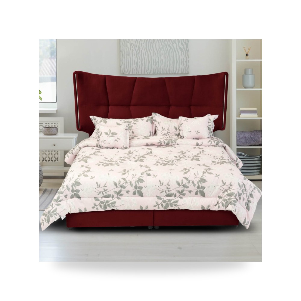 سرير نوم فاخر - هيكل سرير قطيفة Berlin Burgundy 200×90 In - من In-House