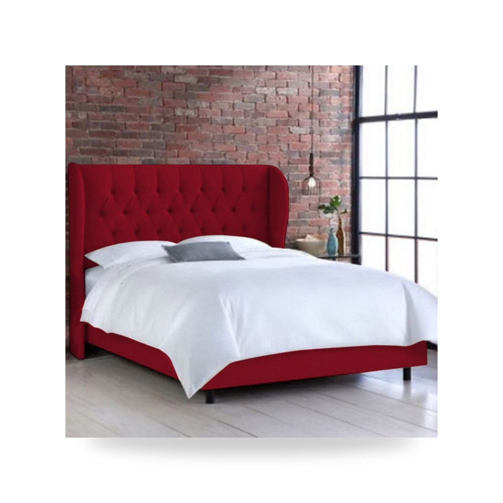 سرير نوم فاخر - هيكل سرير كتان Berlin Burgundy 200×160 In - من In-House - طراز
