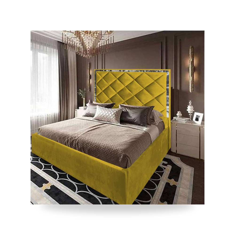 سرير نوم فاخر - هيكل سرير قطيفة ذهبي Lisbon 200×140 In House - من In-House