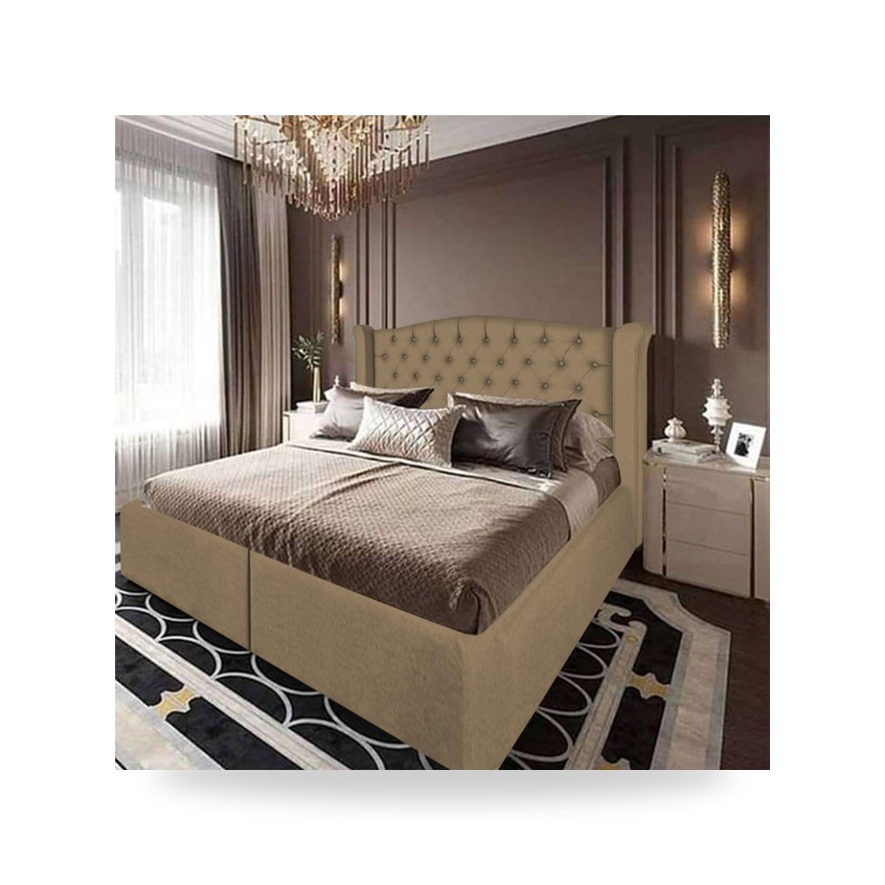 سرير نوم فاخر - سرير نوم كتان بيج In House موديل - من In-House - طراز 902230204419