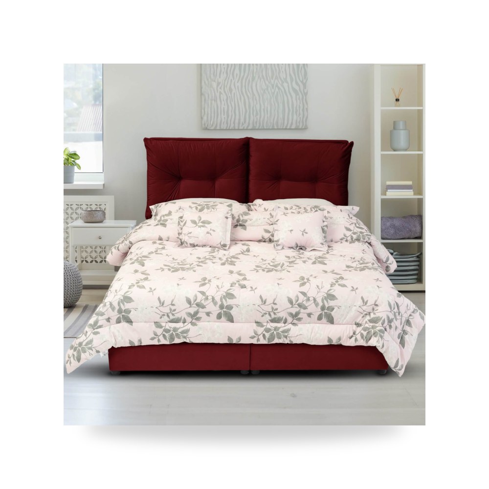 سرير نوم فاخر - هيكل سرير قطيفة Oslo Burgundy 200×100 In - من In-House - طراز 902567BO5001