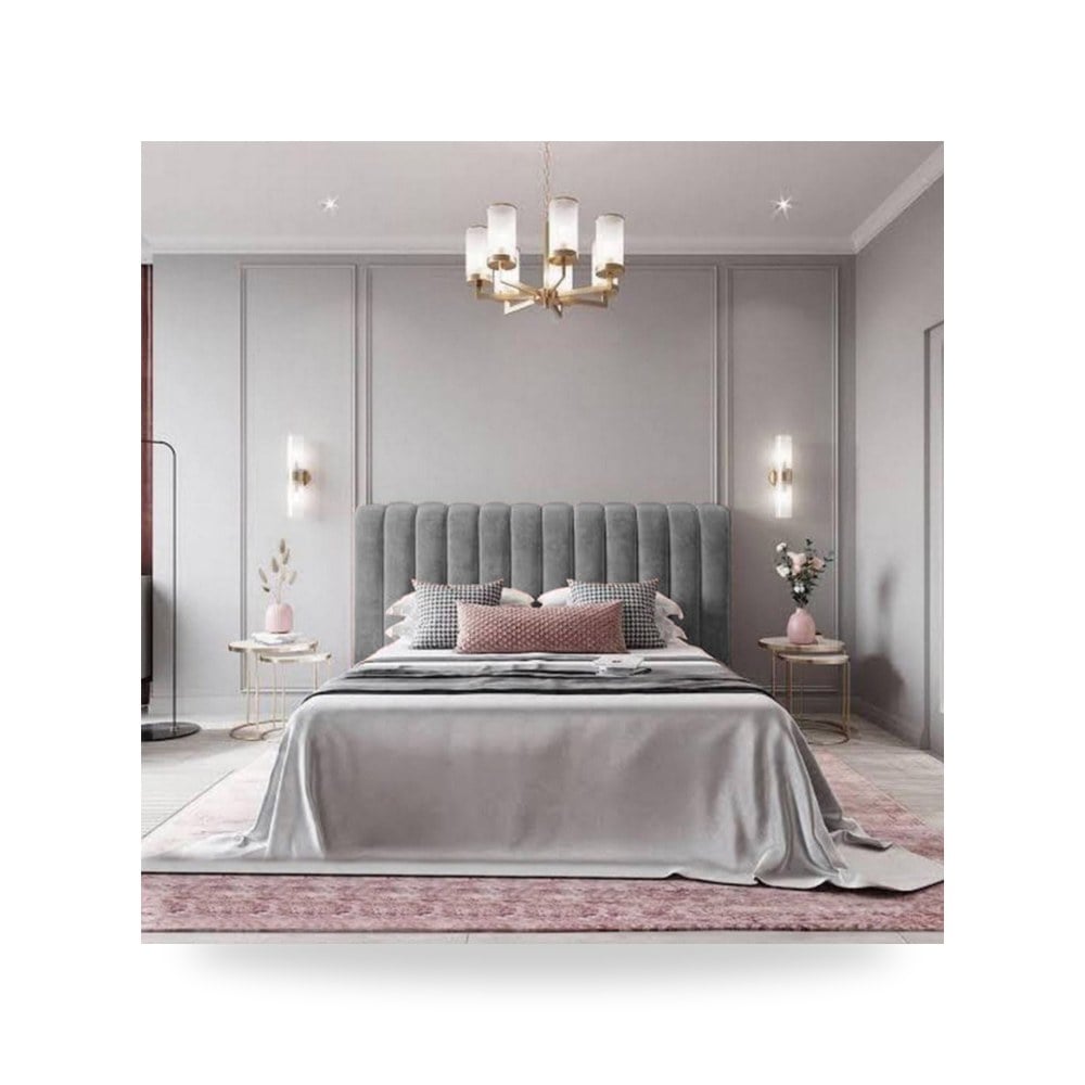 سرير نوم فاخر - هيكل سرير قطيفة رمادي Burgas 200×100 In House - من In-House