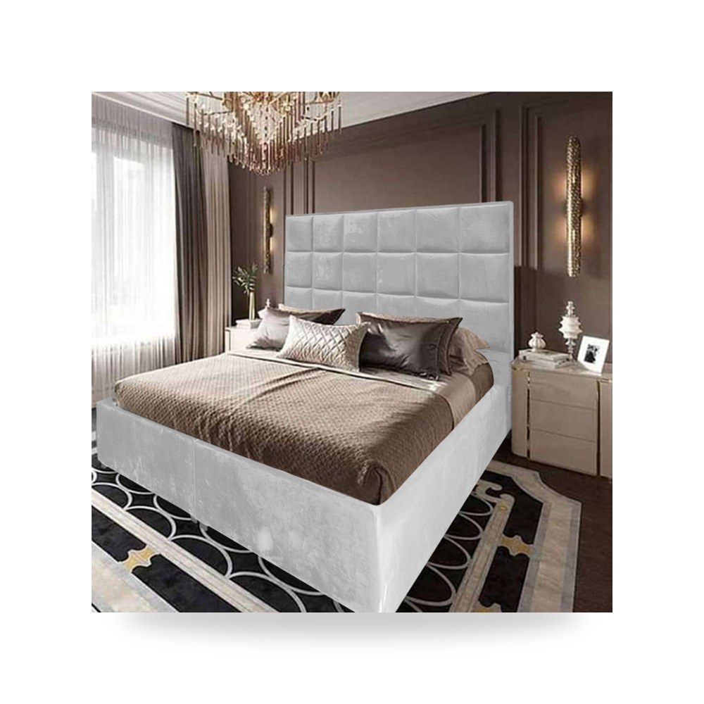 سرير نوم فاخر - هيكل سرير قطيفة أبيض Cordoba 200×90 In House - من In-House
