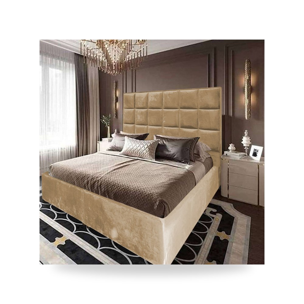 سرير نوم فاخر - هيكل سرير قطيفة بيج Cordoba 200×100 In House - من In-House - طراز