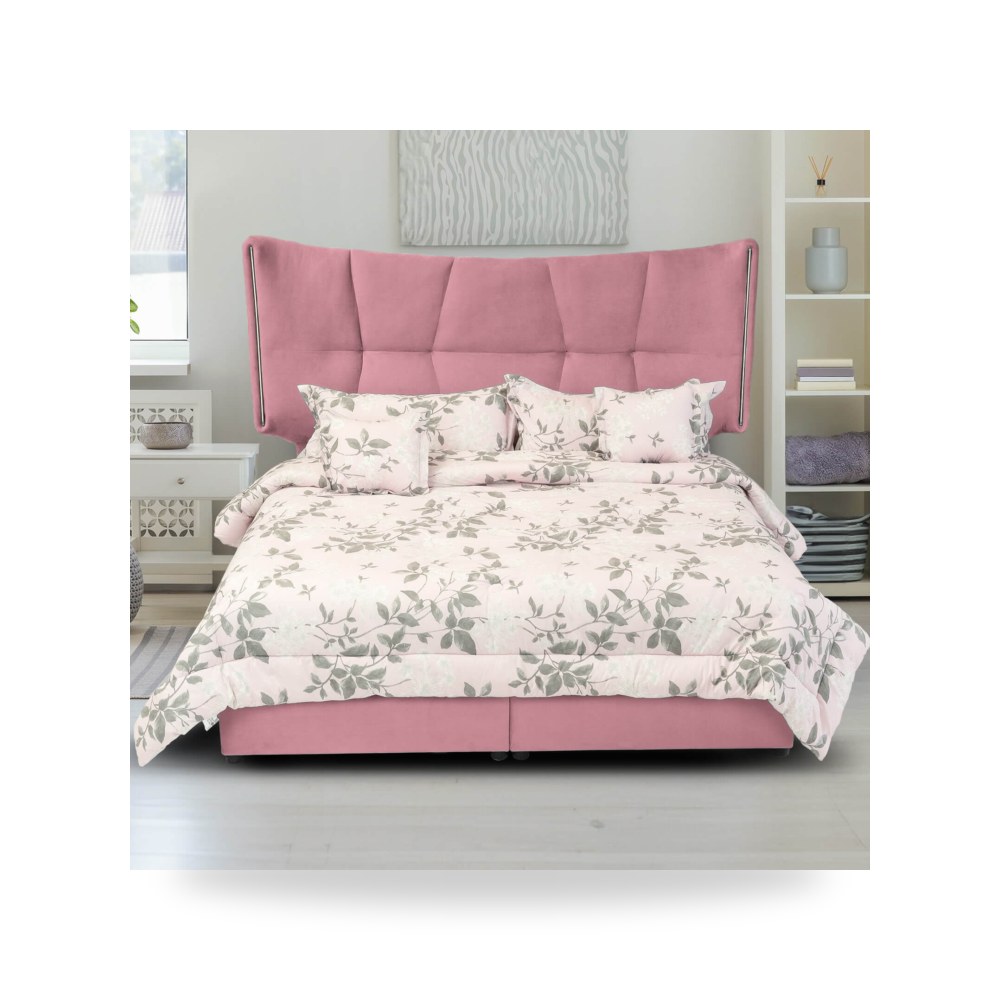 سرير نوم فاخر - هيكل سرير قطيفة وردي Berlin 200×100 In House - من In-House