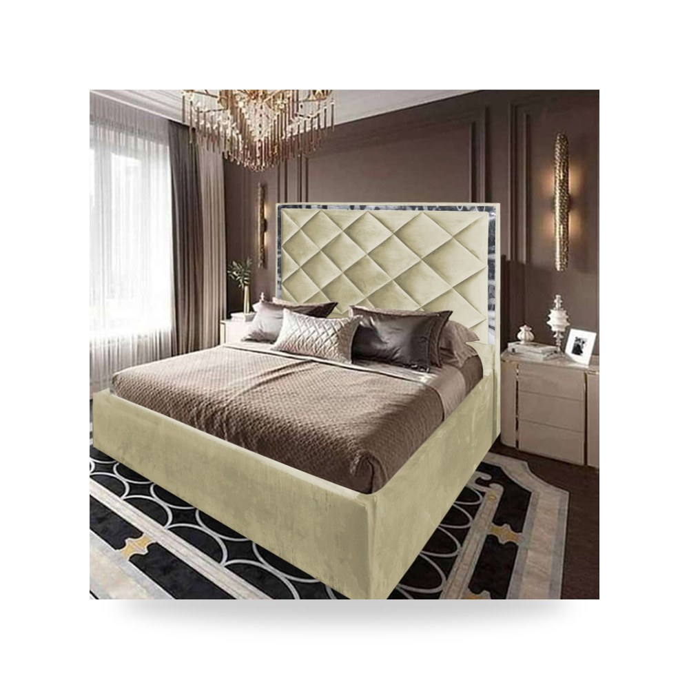 سرير نوم فاخر - هيكل سرير قطيفة بيج Lisbon 200×200 In House - من In-House - طراز