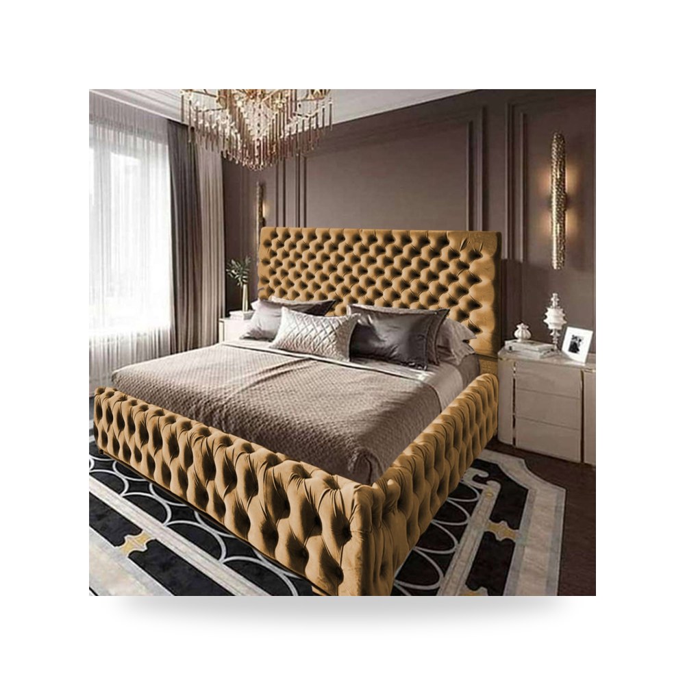 سرير نوم فاخر - هيكل سرير قطيفة بيج Palermo 200×140 In House - من In-House - طراز