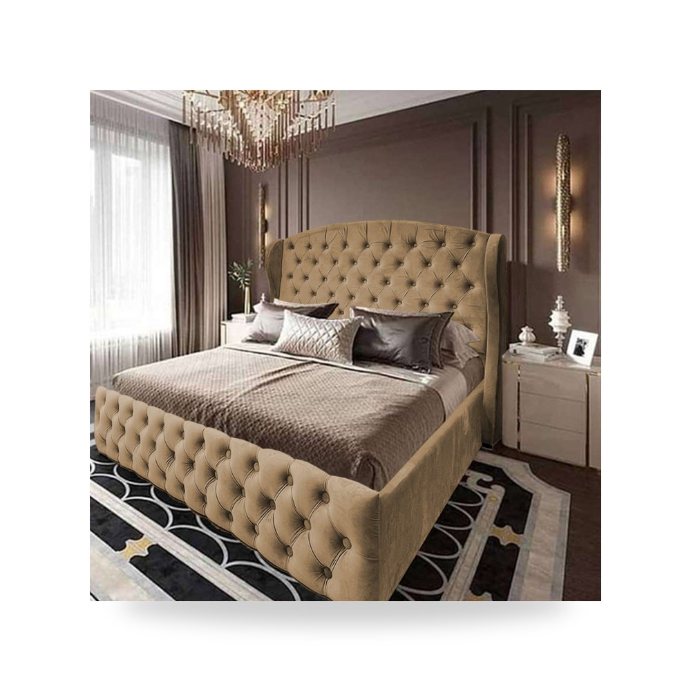 سرير نوم فاخر - هيكل سرير قطيفة بيج Napoli 200×160 In House - من In-House