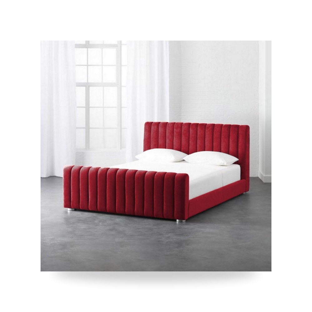 سرير نوم فاخر - هيكل سرير قطيفة Lombardia Burgundy 200×180 In - من In-House
