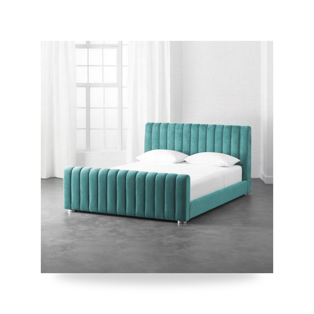 سرير نوم فاخر - هيكل سرير قطيفة Lombardia Turquoise 200×180 - من In-House