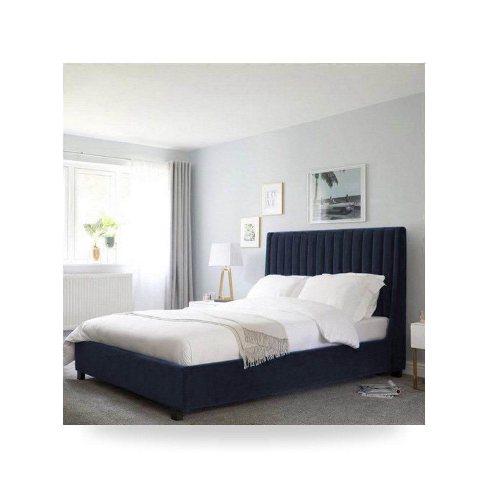 سرير نوم فاخر - هيكل سرير قطيفة رمادي Latiso Dark 200×150 In - من In-House