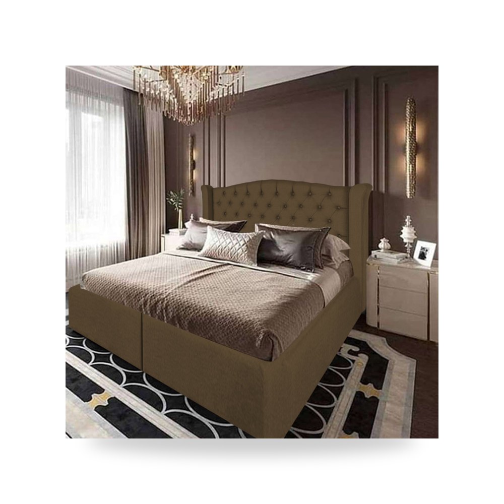 سرير نوم فاخر - هيكل سرير قطيفة بني Cordoba 200×200 In House - من In-House